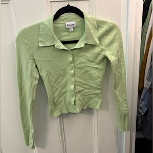 Sun-deh Light Green Button-Up Knit Cardigan